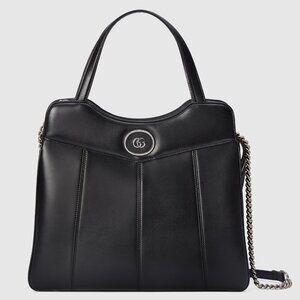 Gucci 745911 Petite Marmont Medium Black Leather slimline Tote Bag Shoulder Bag